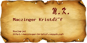 Maczinger Kristóf névjegykártya