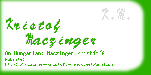 kristof maczinger business card